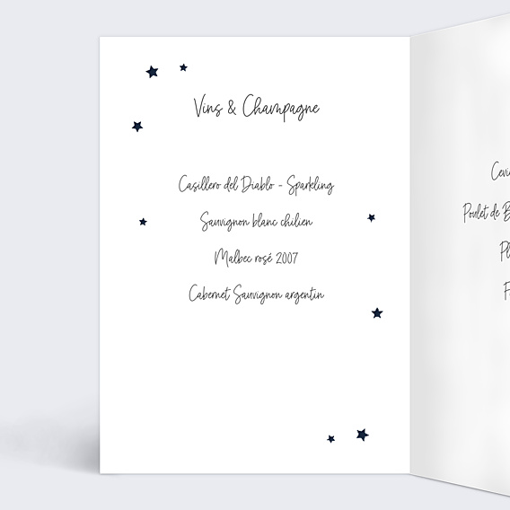 Menu Baptême Étoiles Marines