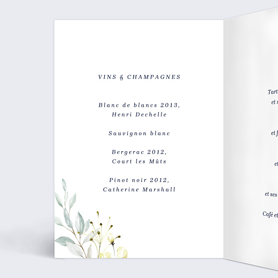 Menu Baptême Lettrine