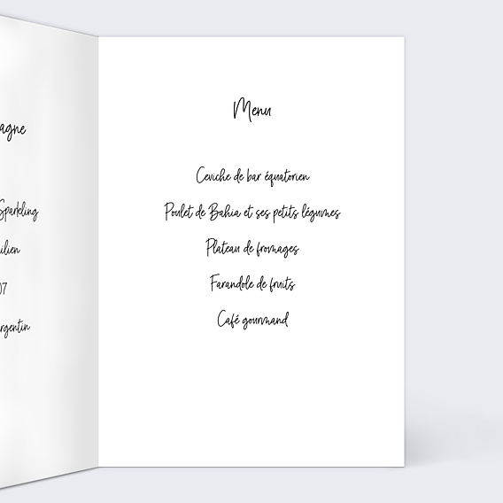 Menu Baptême Jolies Lettres