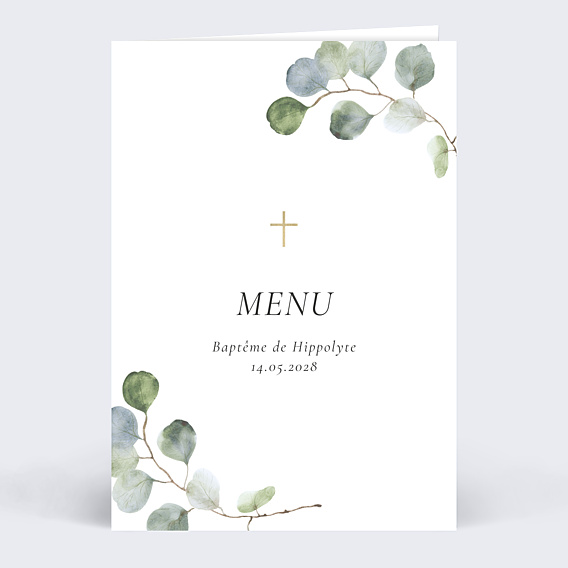 Menu Baptême Couronne Ocre Eucalyptus