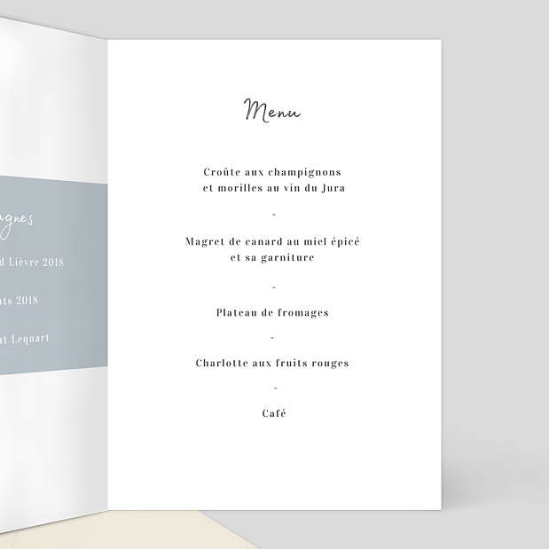 Menu de Baptême Charme Classique Intérieur Droit