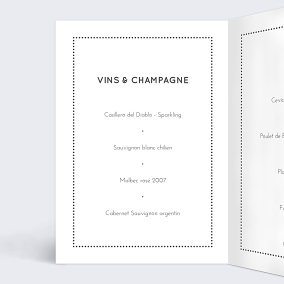 Menu Baptême Lettres chic