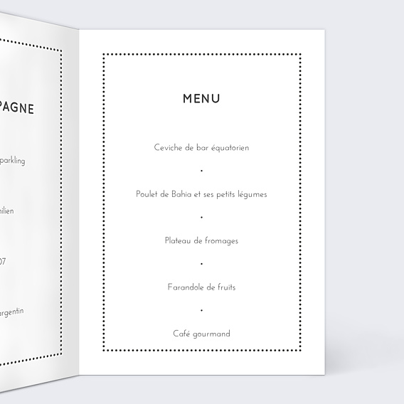 Menu Baptême Lettres chic