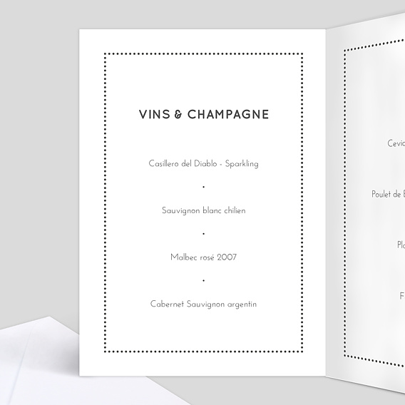 Menu baptême Lettres chic Intérieur Gauche