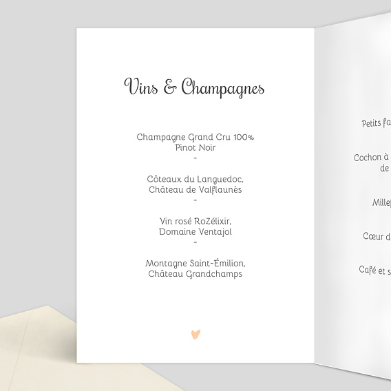 Menu baptême Promenade champêtre Intérieur Gauche