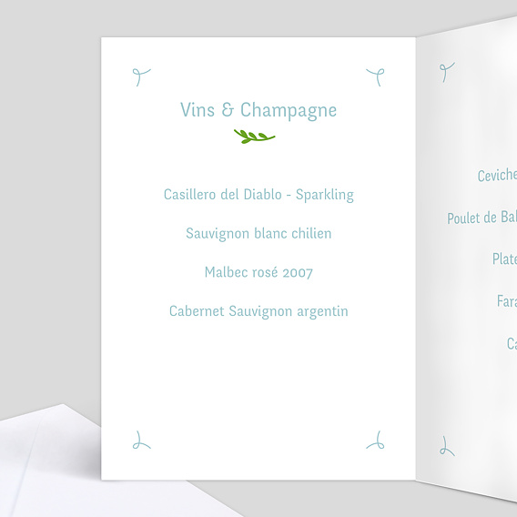 Menu baptême Colombe Intérieur Gauche