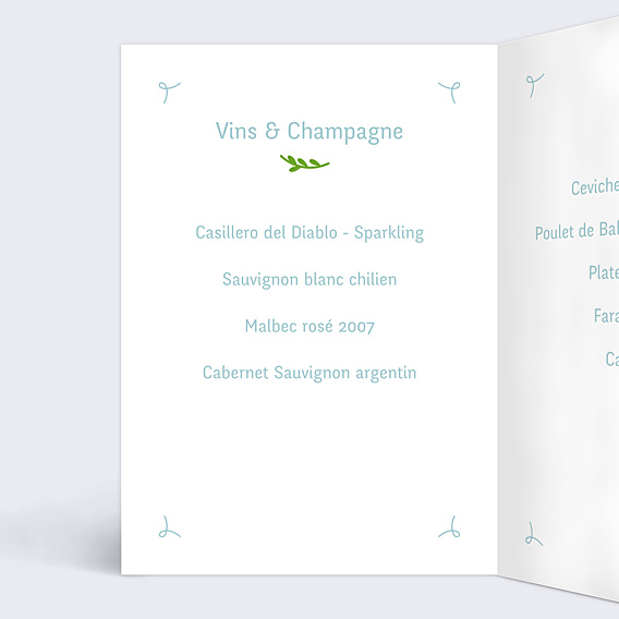 Menu Baptême Colombe