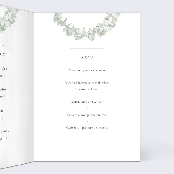 Menu Baptême Couronne avec Croix