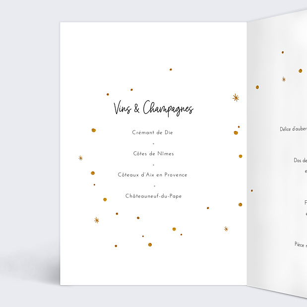 Menu de Baptême Golden Dots Intérieur Gauche