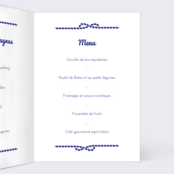 Menu baptême Marin Intérieur Droit