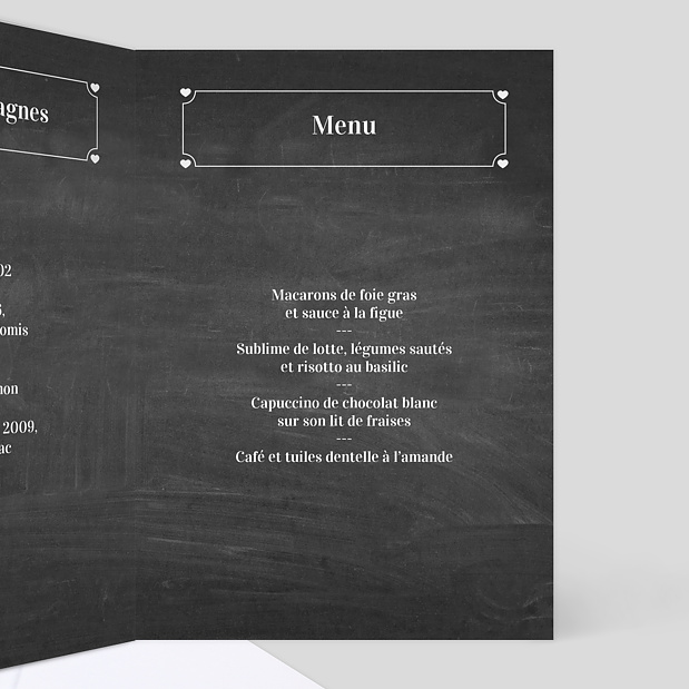 Menu de baptême Ardoise Intérieur Droit