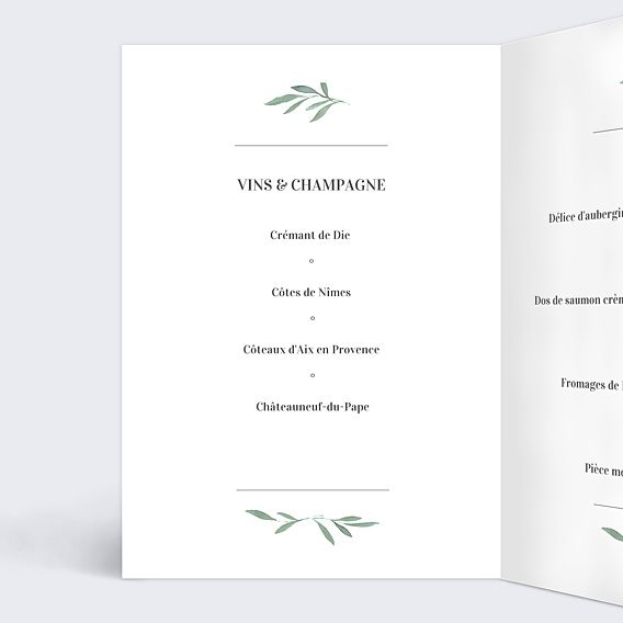 Menu Baptême Couronne Verdoyante