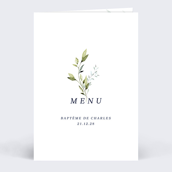 Menu Baptême Lettrine