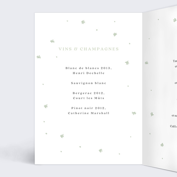 Menu baptême Jumeaux Colombe Intérieur Gauche