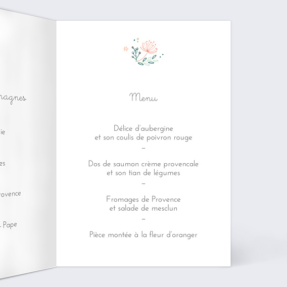 Menu baptême Couronne de fleurs Intérieur Droit