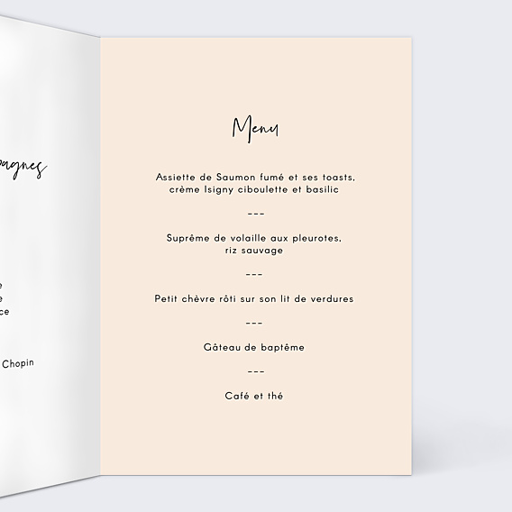 Menu Baptême Bandeau