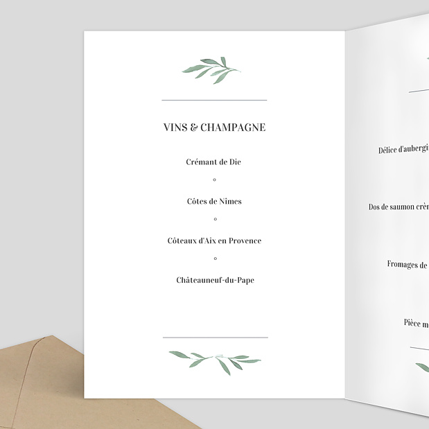 Menu de Baptême Couronne Verdoyante Intérieur Gauche