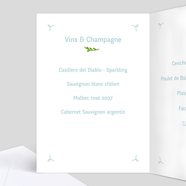 Menu de Baptême Colombe Intérieur Gauche