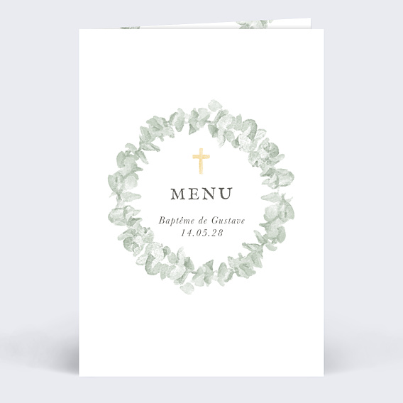 Menu Baptême Couronne avec Croix
