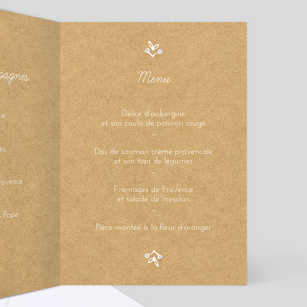 Menu de baptême Dentelle kraft Intérieur Droit