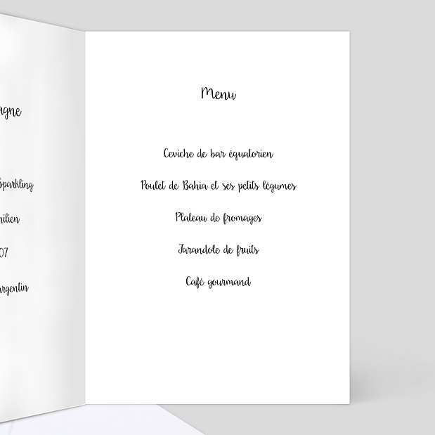 Menu de Baptême Jolies Lettres Intérieur Droit