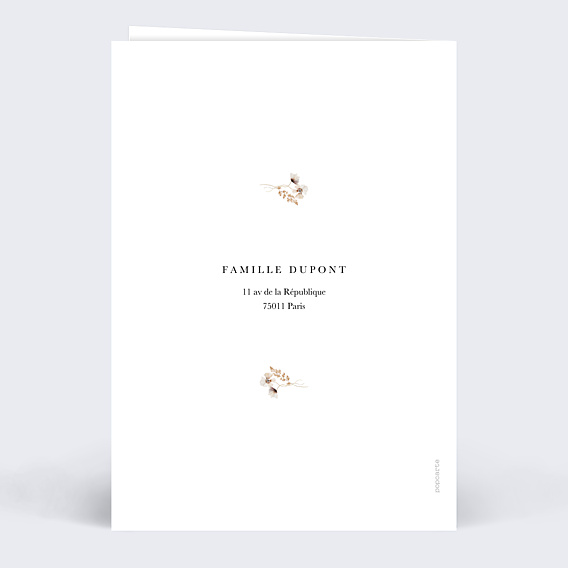 Menu Baptême Couronne de Fleurs Sauvages
