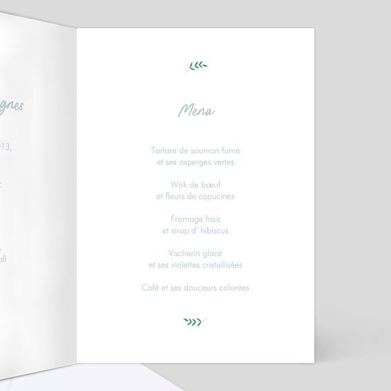 Menu baptême Petite Colombe Intérieur Droit