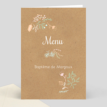 Menu De Bapteme Personnalisable Popcarte