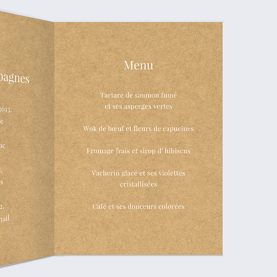 Menu baptême Lauriers Intérieur Droit