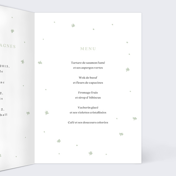Menu baptême Jumeaux Colombe Intérieur Droit