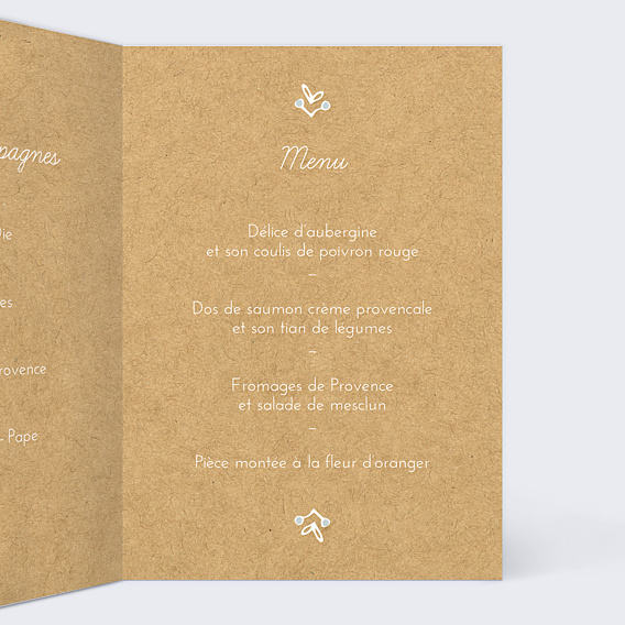 Menu Baptême Dentelle kraft