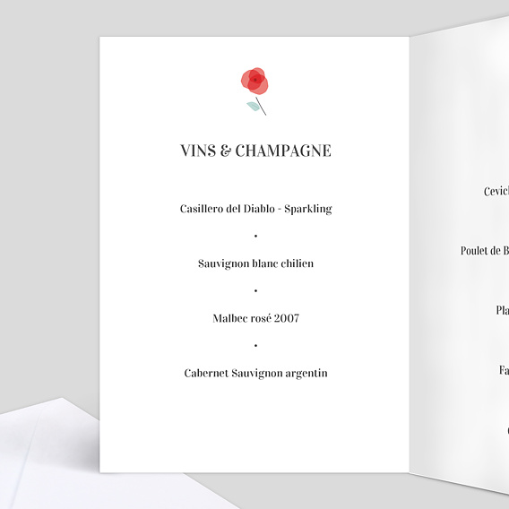Menu baptême Croix fleurie Intérieur Gauche