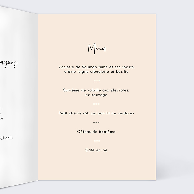 Menu de Baptême Bandeau Intérieur Droit