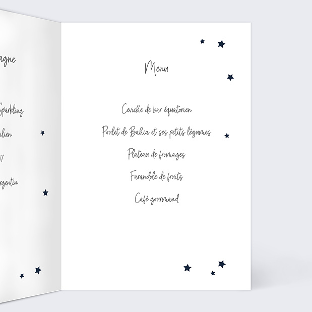 Menu de Baptême Étoiles Marines Intérieur Droit