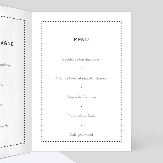 Menu baptême Lettres chic Intérieur Droit