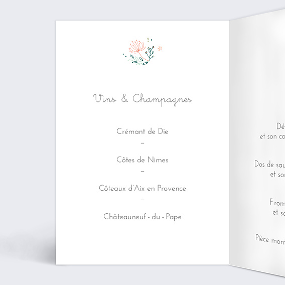 Menu baptême Couronne de fleurs Intérieur Gauche