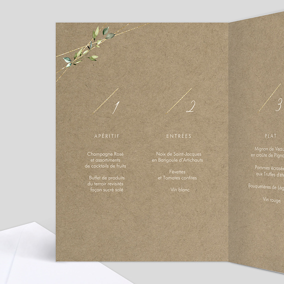 Menu baptême Nature Kraft Intérieur Gauche