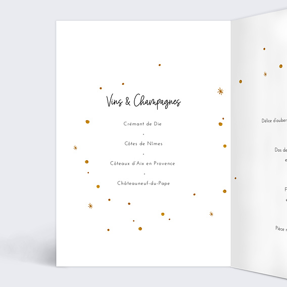 Menu baptême Golden Dots Intérieur Gauche