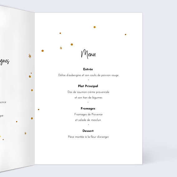 Menu Baptême Golden Dots