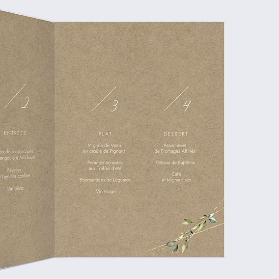 Menu Baptême Nature Kraft