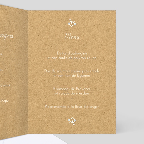 Menu baptême Dentelle kraft Intérieur Droit
