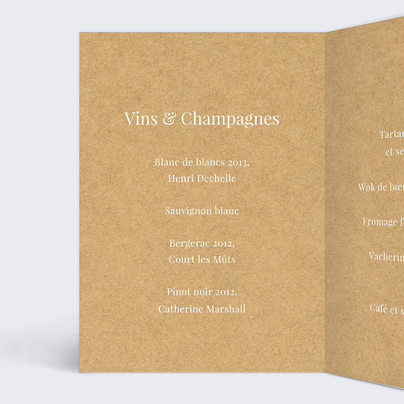 Menu baptême Lauriers Intérieur Gauche