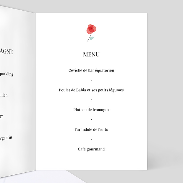 Menu de baptême Croix fleurie Intérieur Droit