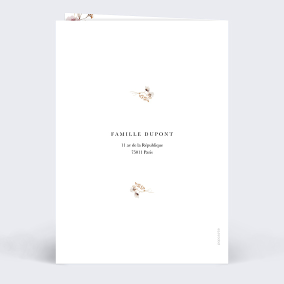 Menu baptême Couronne de Fleurs Sauvages Verso