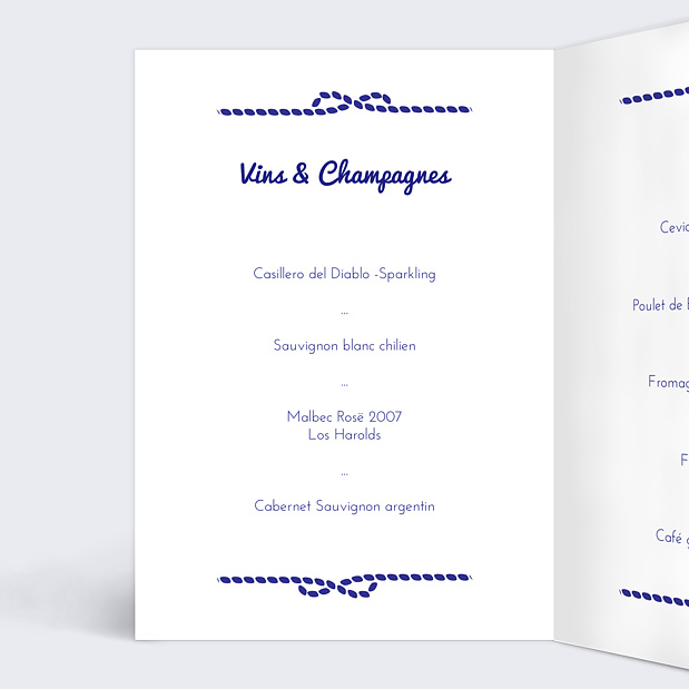 Menu de baptême Marin Intérieur Gauche