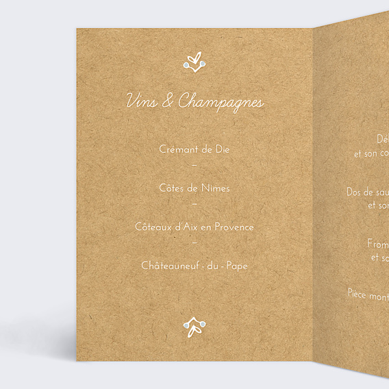 Menu Baptême Dentelle kraft