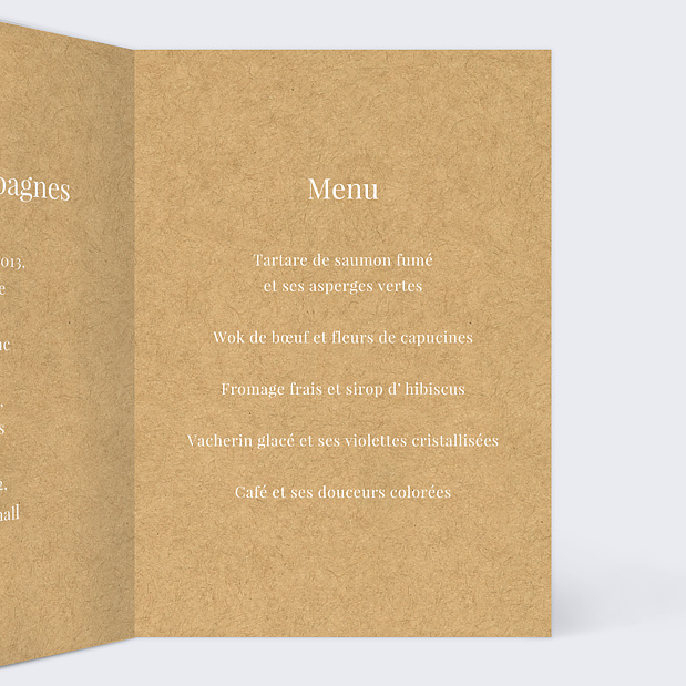 Menu de baptême Lauriers Intérieur Droit