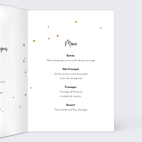 Menu Baptême Golden Dots