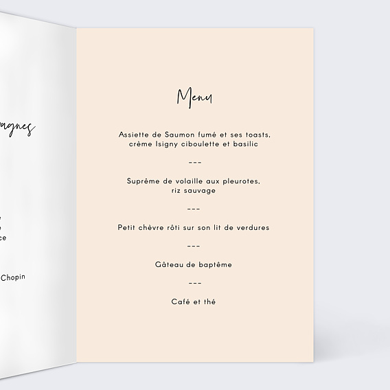 Menu baptême Bandeau Intérieur Droit