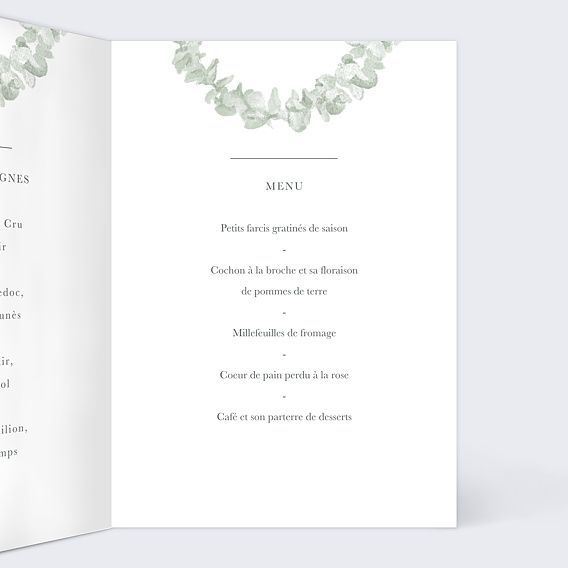 Menu baptême Couronne avec Croix Intérieur Droit